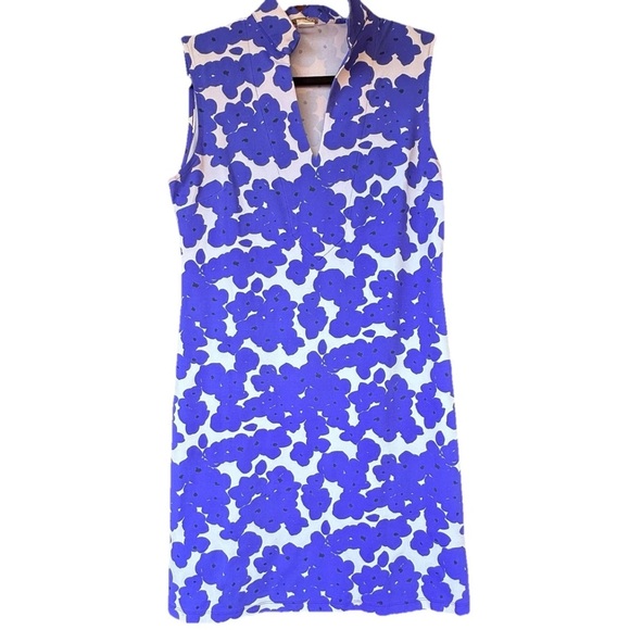 MAHI GOLD Dresses & Skirts - MAHI GOLD Vibrant Blue and White Sleeveless Sheath Mini Dress Size M